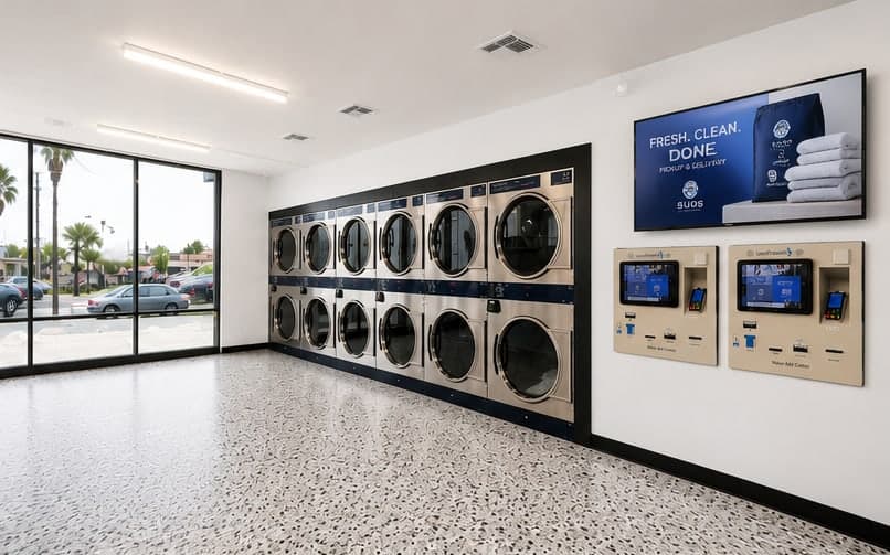 Inside the Suds Laundromat store on 35th Avenue in Phoenix, one of the locations where pickup and delivery orders are washed, dried, and folded